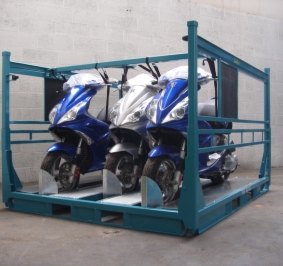 Palé a medida para almacenar scooters Peugeot
			