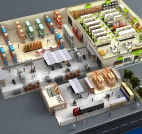 Esquema en 3D de las soluciones de almacenamiento disponibles para una tienda minorista
			