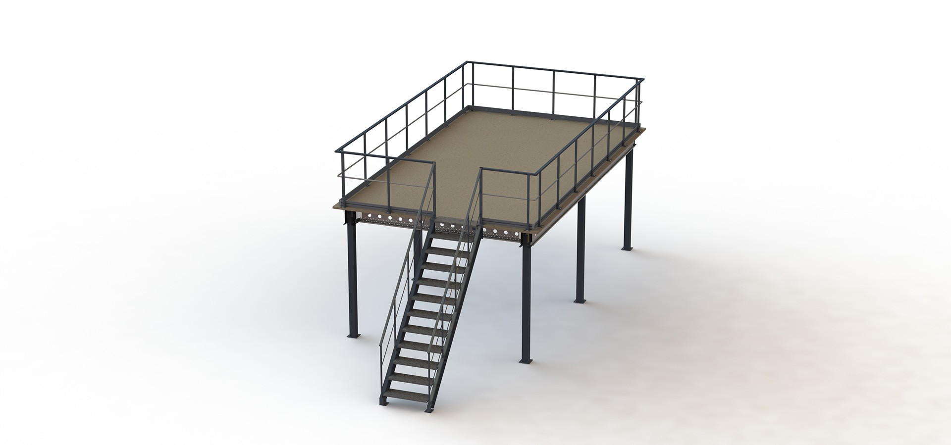 Plataforma metálica Proplus LP3 con escalera integrada en el centro de la plataforma