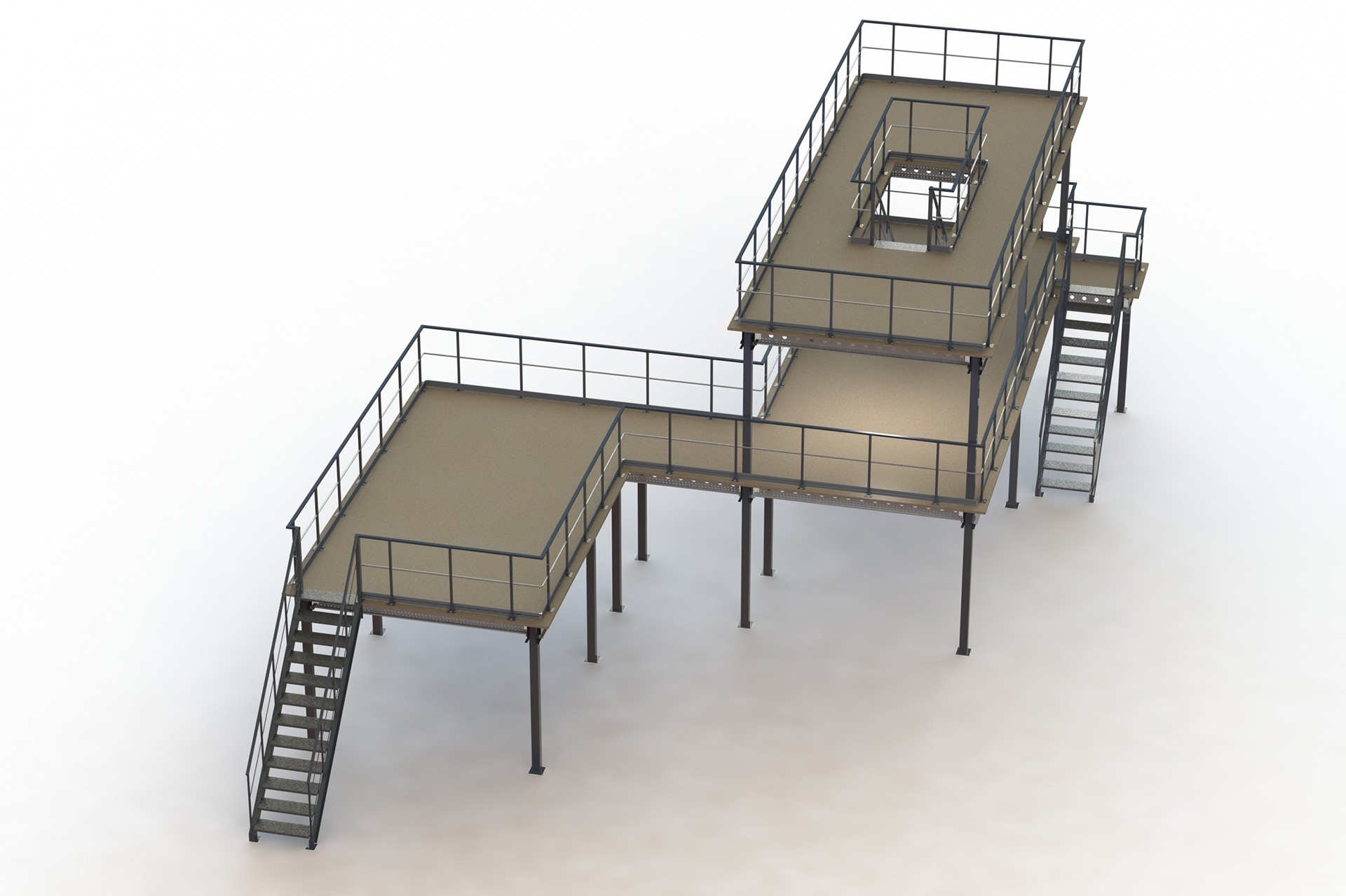 Plataforma metálica Proplus LP3 en dos niveles con 3 escaleras